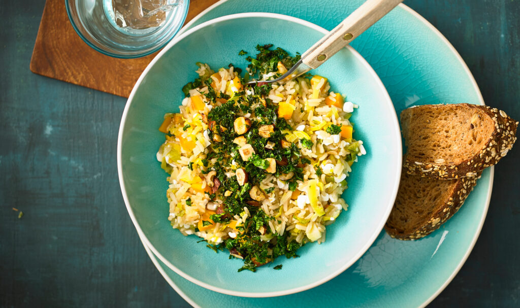 Porrerisotto med grønkålstopping